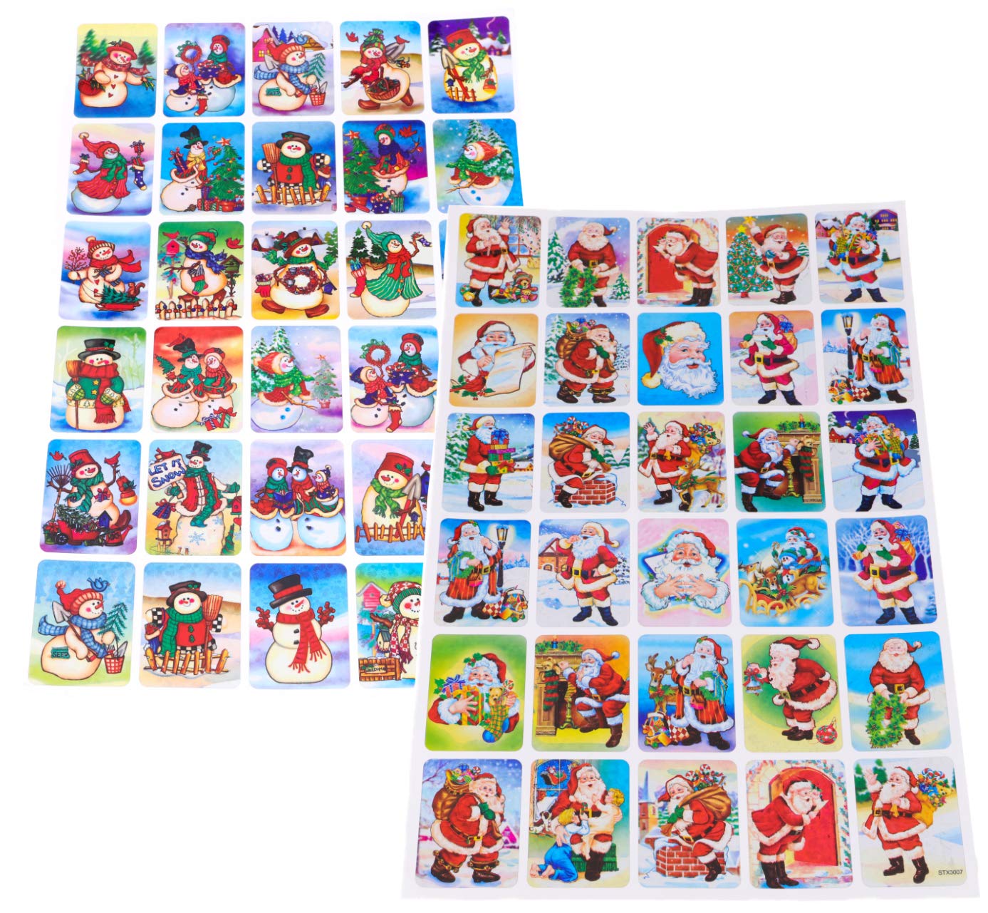 Toyland Concept4u® 60 Holographic Laser Santa & Snowman Design Cute Christmas Sticker Craft Stocking Filler Gift