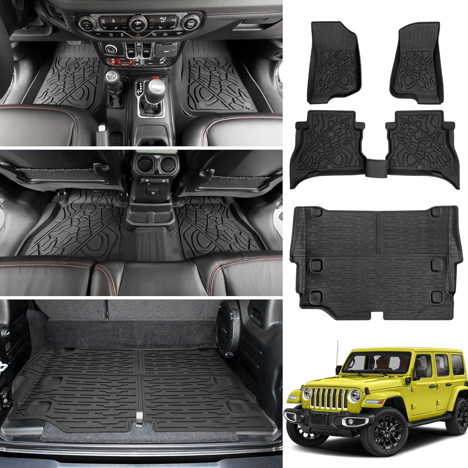 JTYZSM Cargo Mats for 20212025 Jeep Wrangler JL 4XE Floor