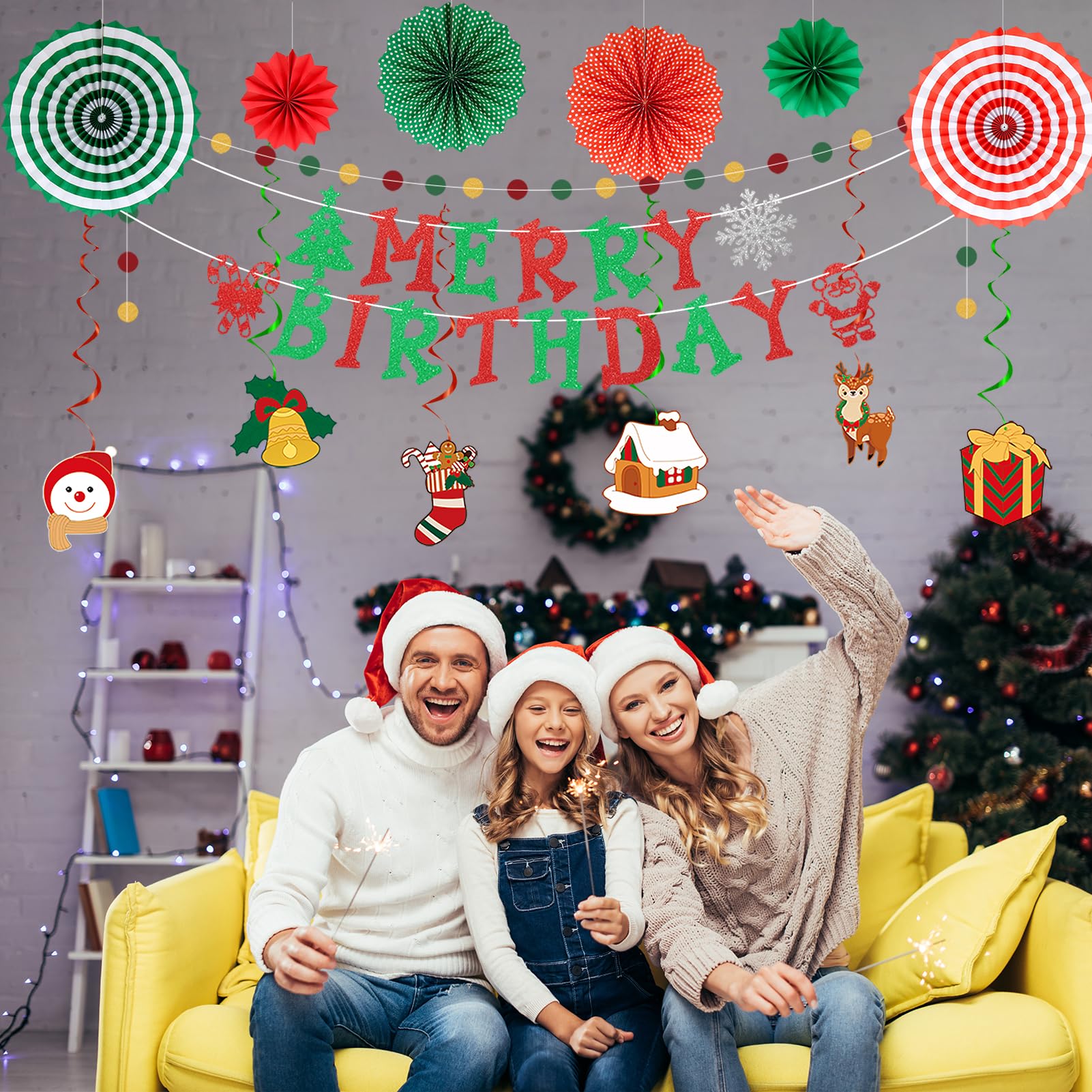 Roetyce Kit de decoración de fiesta de cumpleaños de Navidad