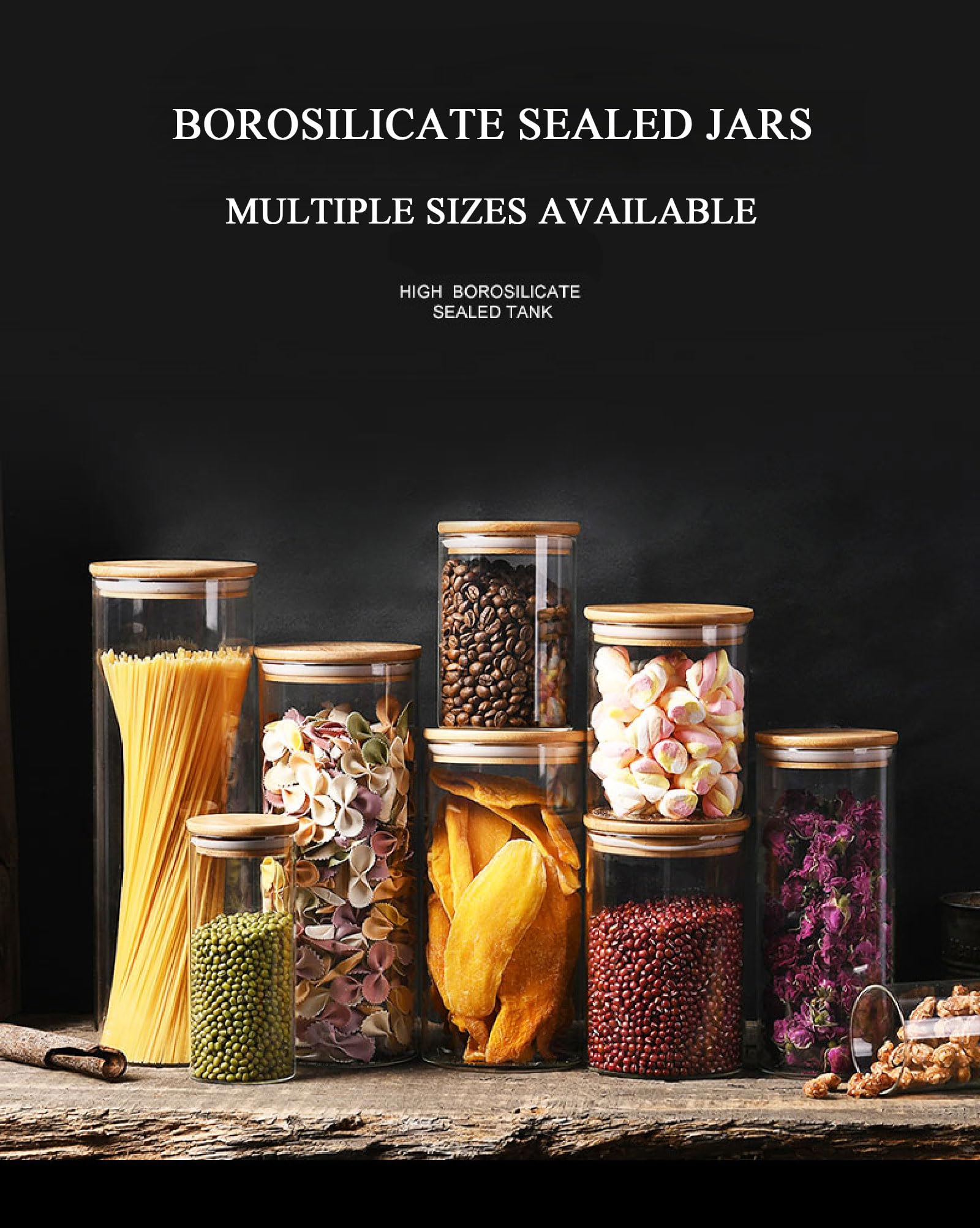 Juego De 3 Recipientes De Vidrio, Tarros De Cristal con Tapas Herméticas, Botes Transparentes para Snacks, Cereales Y Frutos Secos,2000ml