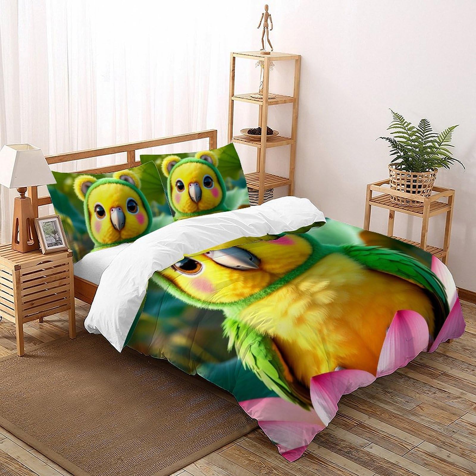 Housse de couette double oiseau coloré pour offrir des nuits douces et magiques à votre garçon