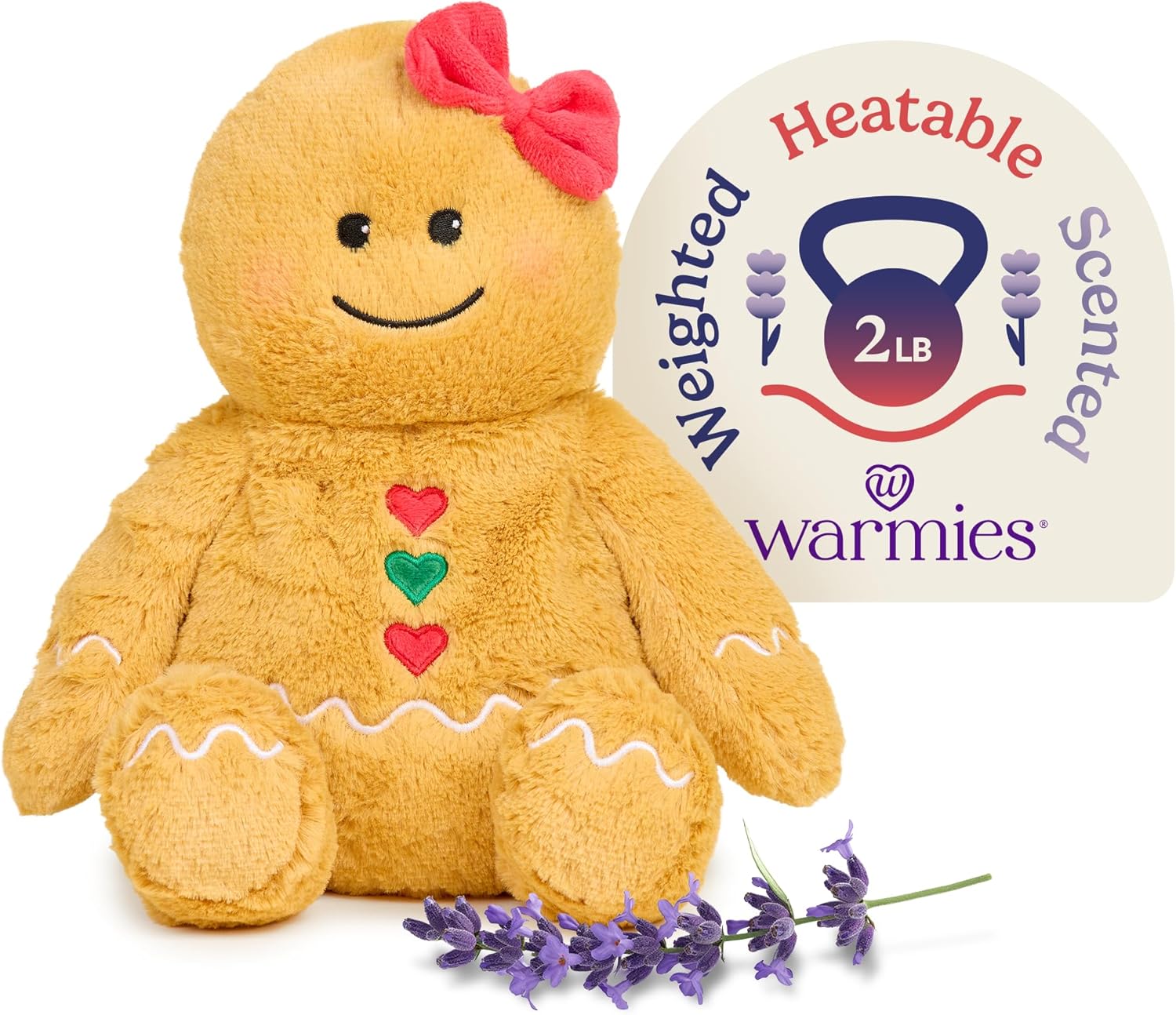warmies Microwavable & Weighted Stuffed Animals, Gingerbread Girl – Heated Stuffed Animal Plushie for Warmth & Comfort – Cute Soft Plush Toys for Adults & Children (Boys, Girls, Babies & Toddlers)