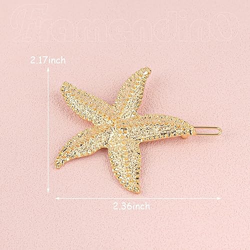 Miniatura 2 de Framendino, Paquete de 8 pinzas para el cabello de estrella de mar, horquilla de sirena para mujeres y niñas, color dorado
