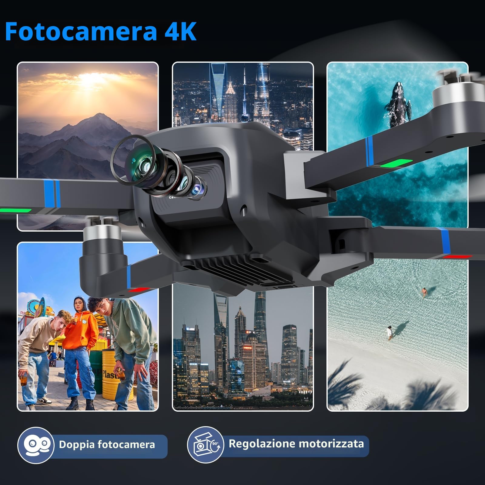 Toladrone TL16 Brushless Motor Droni per Principianti, Mini Drone con Fotocamera 4K RC Pieghevole Quadcopter per Adulti, Modalità Senza Testa 360° Flip Mantenimento Dell'altitudine, Blu