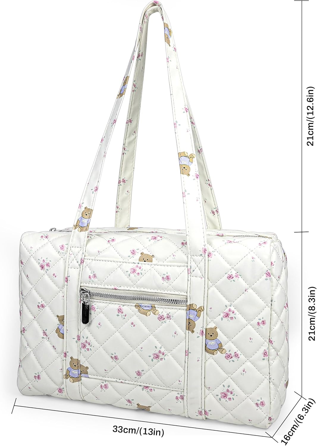 Farcauo Cute Tote Duffel Bags Women White Travel Duffel Bag Weekender Overnight Work Diaper Gym Duffel Carry On Purses for Women Travel Tote Hospital Bag for Labor Delivery