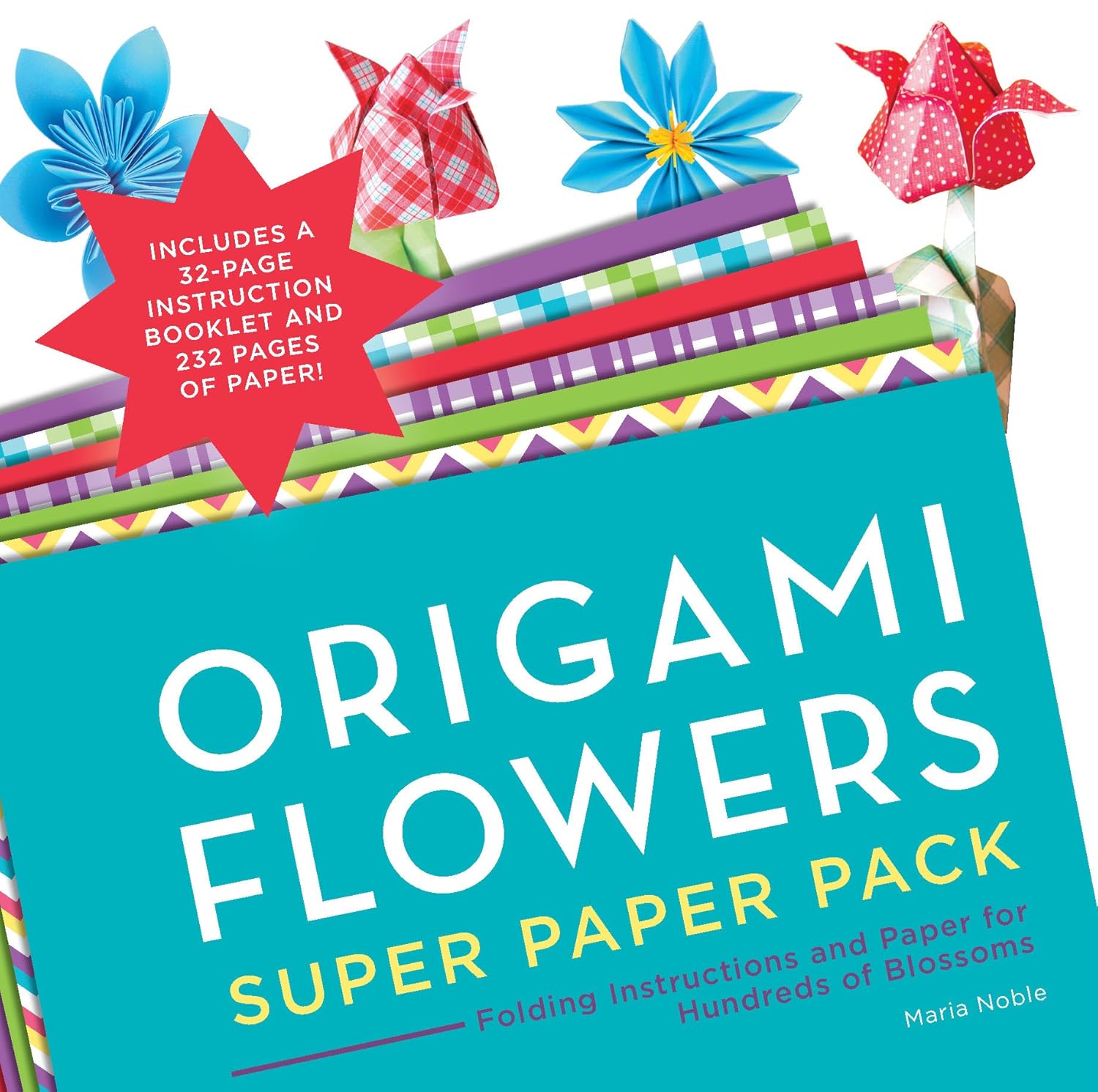 Origami Flowers Super Paper Pack by Maria Noble: 232 Sheets, 10 Designs, Instructions for Tulips, Roses & Lilies