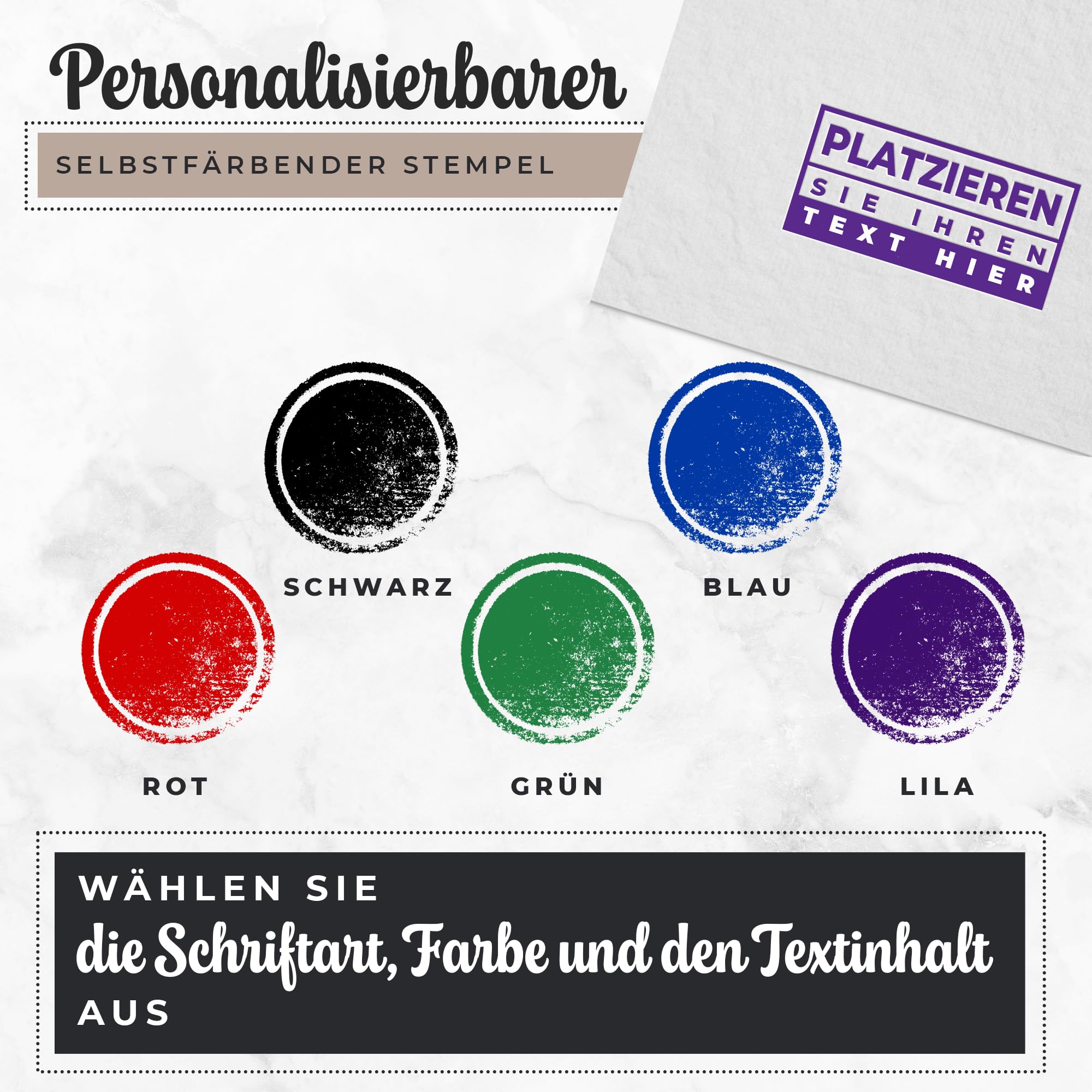 Stempel Personalisiert mit Logo & Text - Individuell Gestaltbar für Adresse, Name oder Firma, Langlebig & Schnelltrocknend (Schwarz (Logo + Text), 27 x 65 mm)