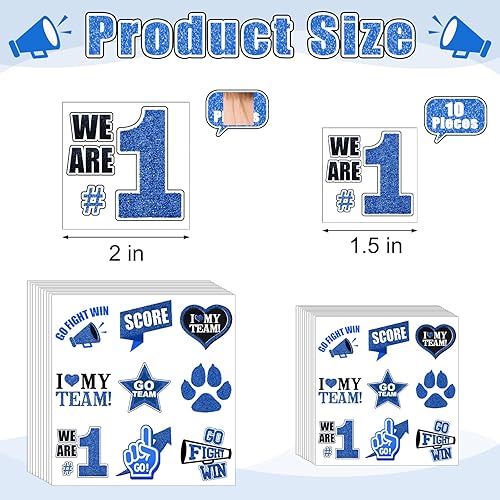 Miniatura 2 de Colarr 180 tatuajes temporales de espíritu de equipo de 2 pulgadas, 1.5 pulgadas, cara y cuerpo, pata de equipo, tatuaje de animación de equipo,