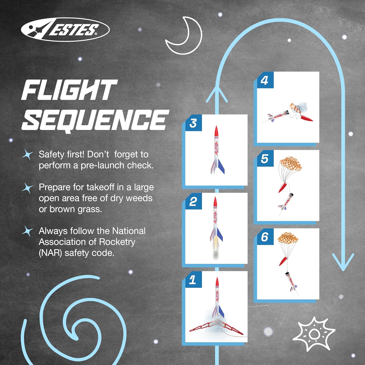 Estes 1225 Alpha Rocket-Building Kit, Intermediate Flying-Rocket-Model Kit for Ages 10+
