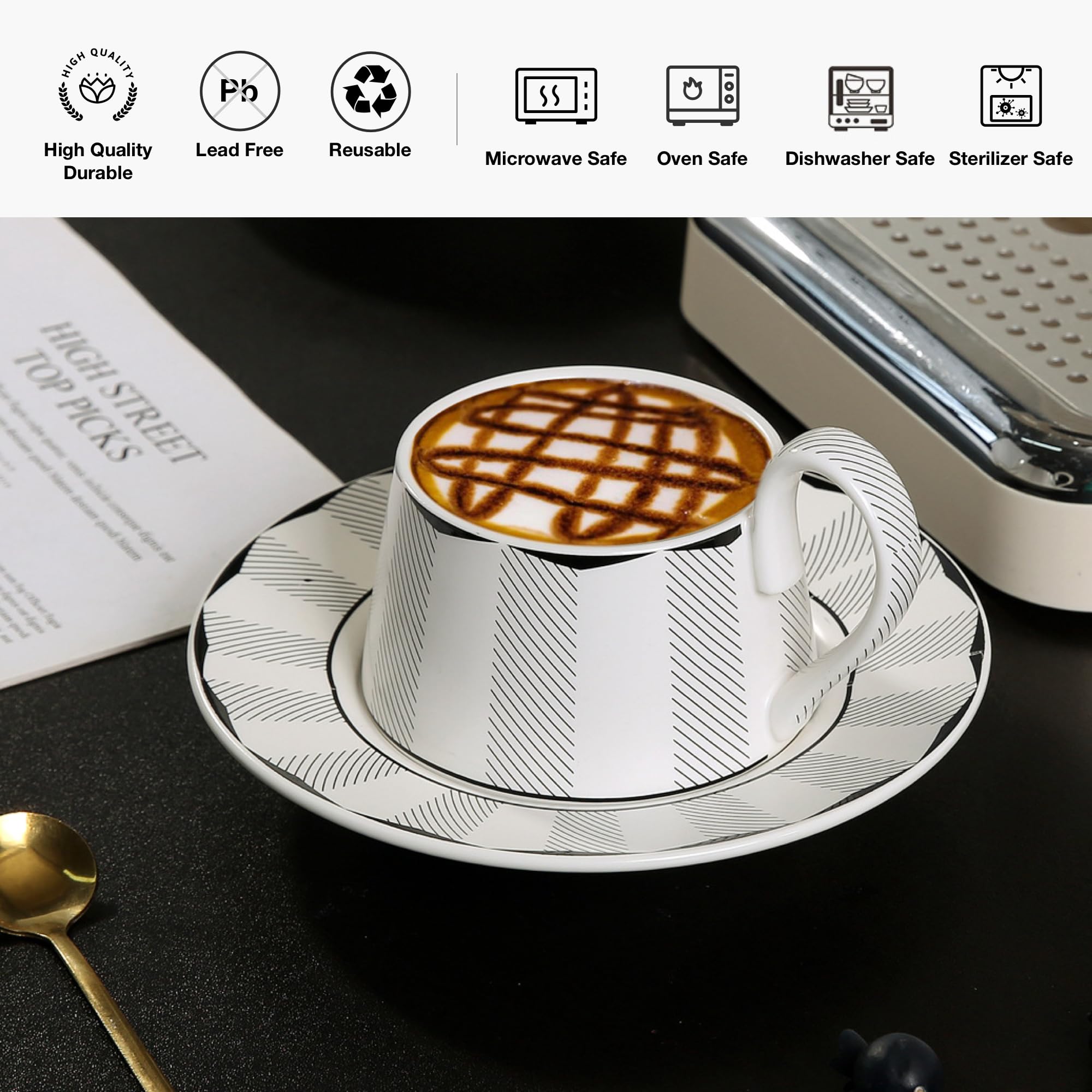 kubek do kawy - ceramiczny kubek do kawy do domu popołudniowa herbata kwiat herbata filiżanka 300 ml idealny do cappuccino i latte, idealny na popołudniowe spotkania herbaciane i różne okazje
