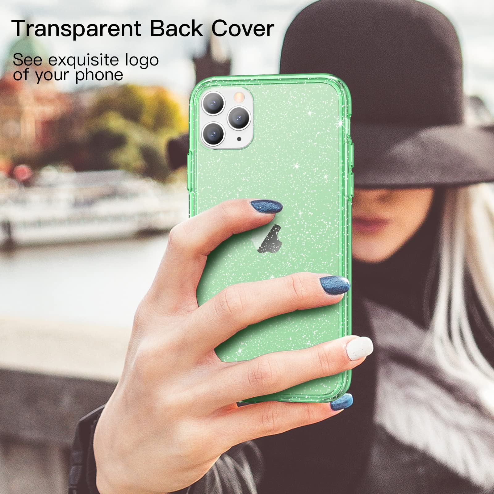 JETech Glitzer Hülle Für IPhone 11 Pro Max – Stoßfest, TPU/PC, Transparent Mit Roségold-Glitter