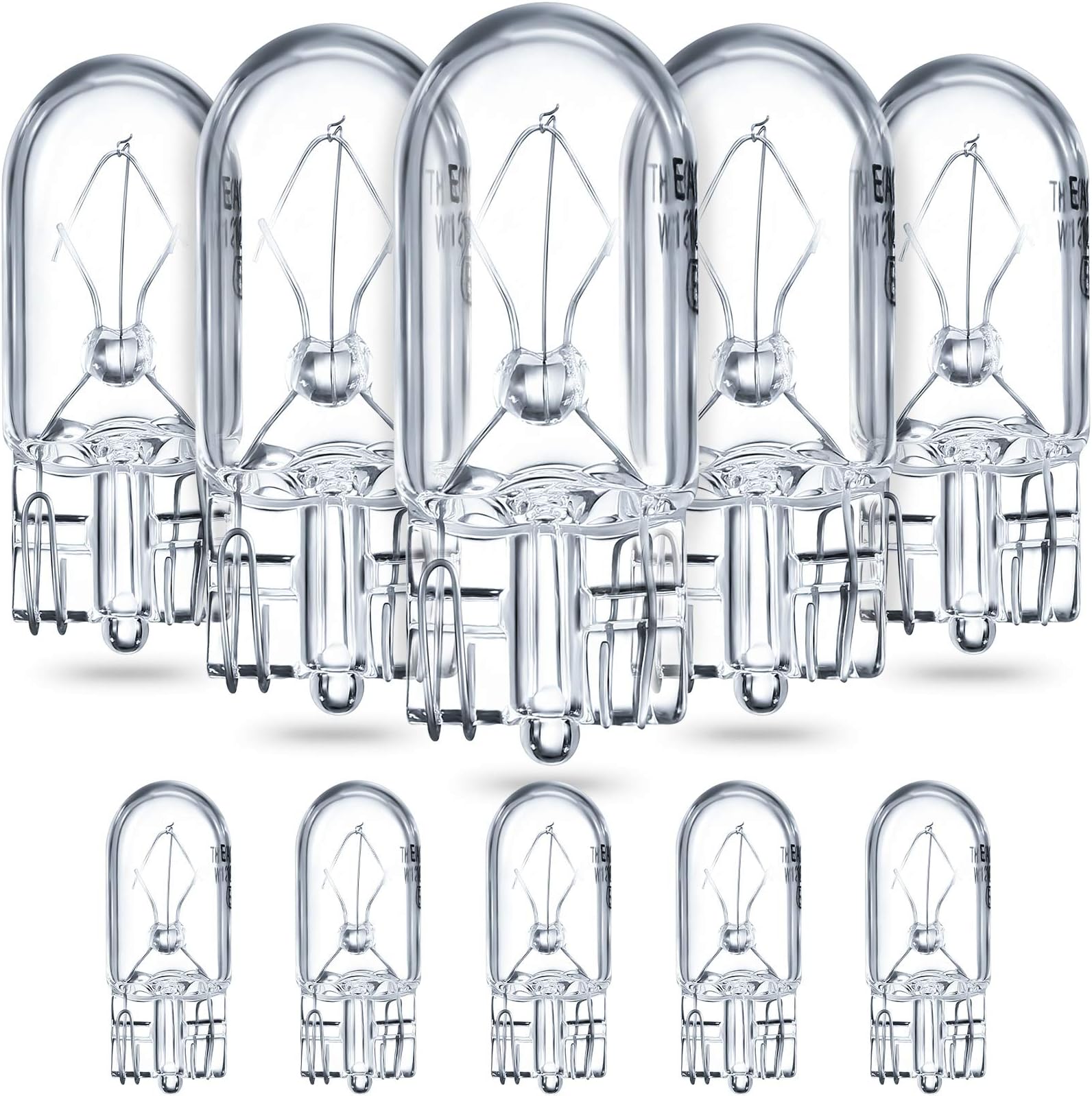 1/4 Wedge Base 12V 5W Bulb Clear Krypton Light Bulb for Landscape, RV and Cabinet Lighting(Warm White Light,10 Pieces)