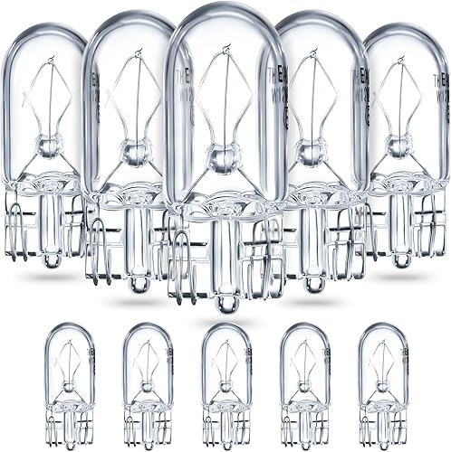 Honoson 1/4 Base de cuña de bombilla de 12V 5W, bombilla de luz de criptón transparente para iluminación de paisaje, vehículo recreativo y gabinete