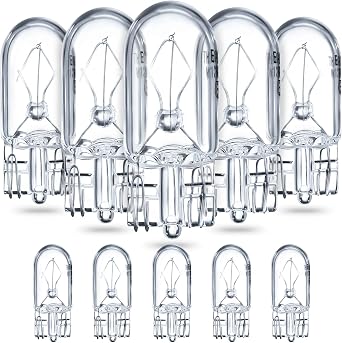 Honoson 10 Pieces 1/4 Wedge Base 12V 5W Bulb Clear Krypton Light Bulb for Landscape, RV and Cabinet Lighting(Warm White Light)