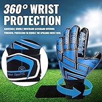 Vista 5 de Malker Guantes de Portero de Fútbol Guantes de Portero con Fingersave y Protección Doble de Muñeca, Guantes de Portero de Agarre Fuerte para Niños