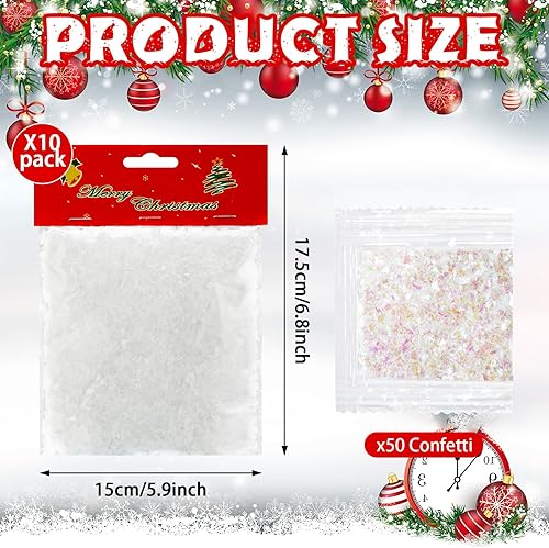 Miniatura 2 de Glimin Relleno de polvo de nieve artificial de Navidad, copos de nieve falsos, decoración de nieve para manualidades, nieve brillante para