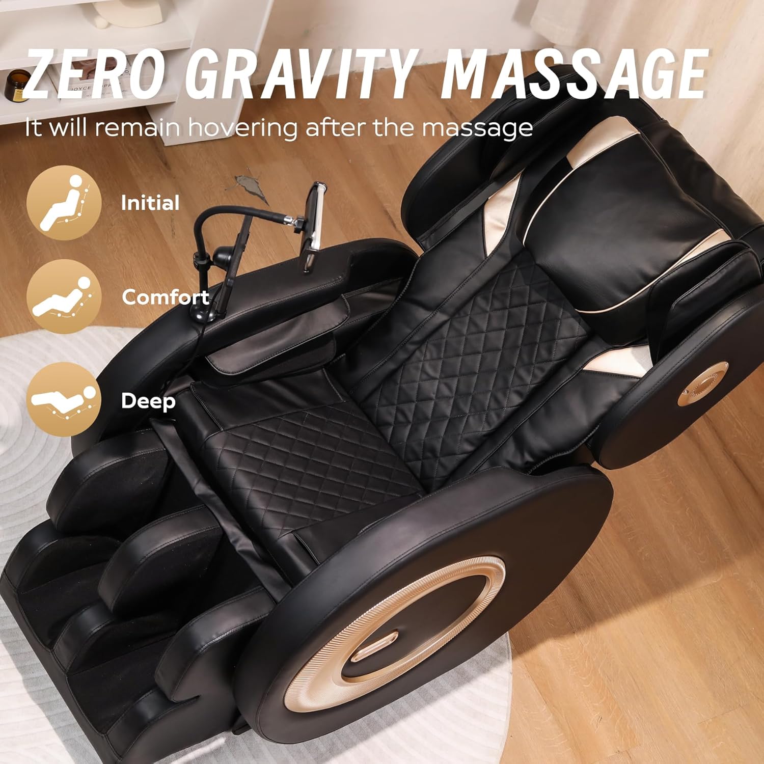 GDFStudio Full Body Massage Chair, Zero Gravity Recliner with Heating, Air Pressure, Foot Rollers, Bluetooth Speaker & Adjustable Intensity, 5 Automatic Modes for Home & Office Relaxation