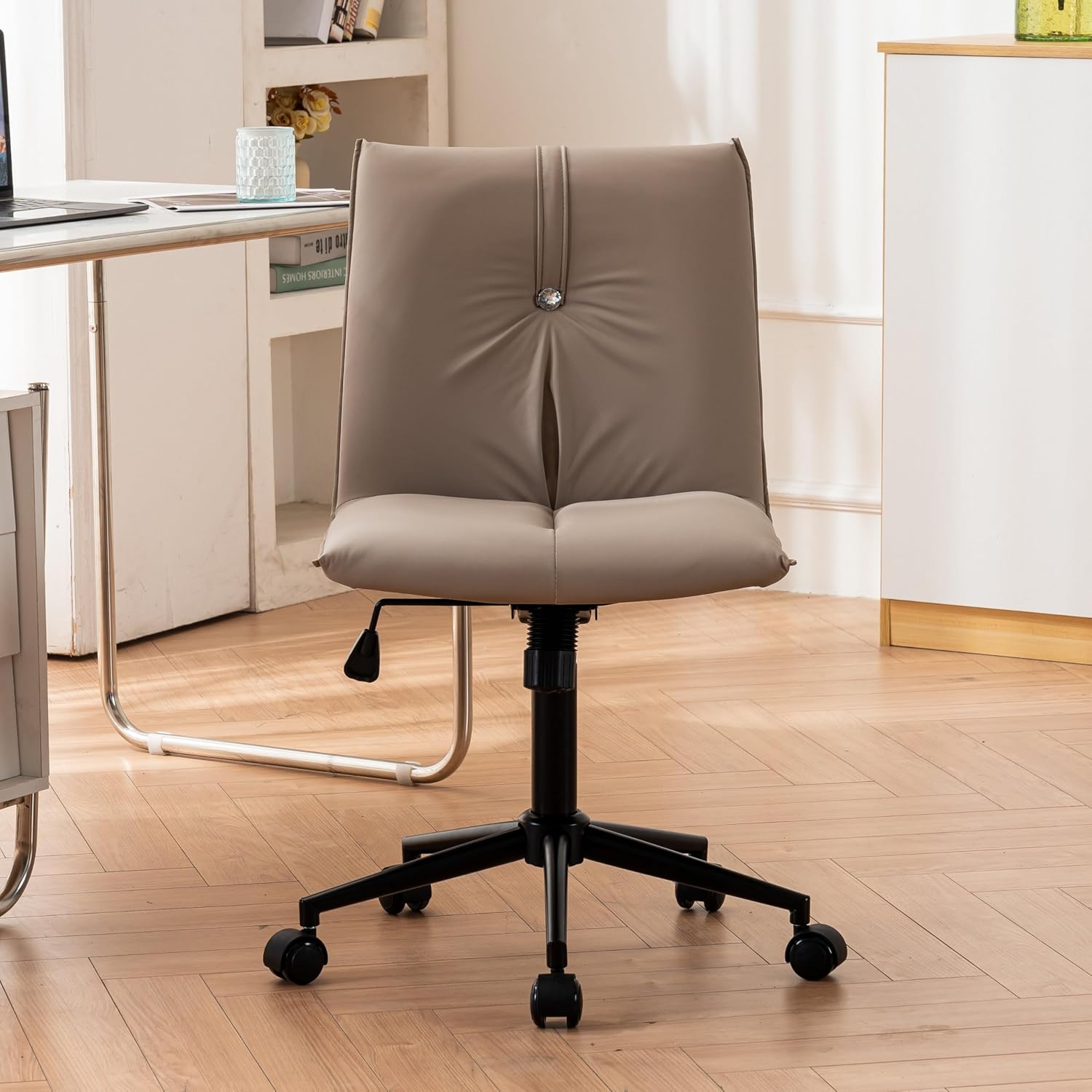 YOUNIKE Ergonomic Armless Office Chair 360°Swivel Home Desk