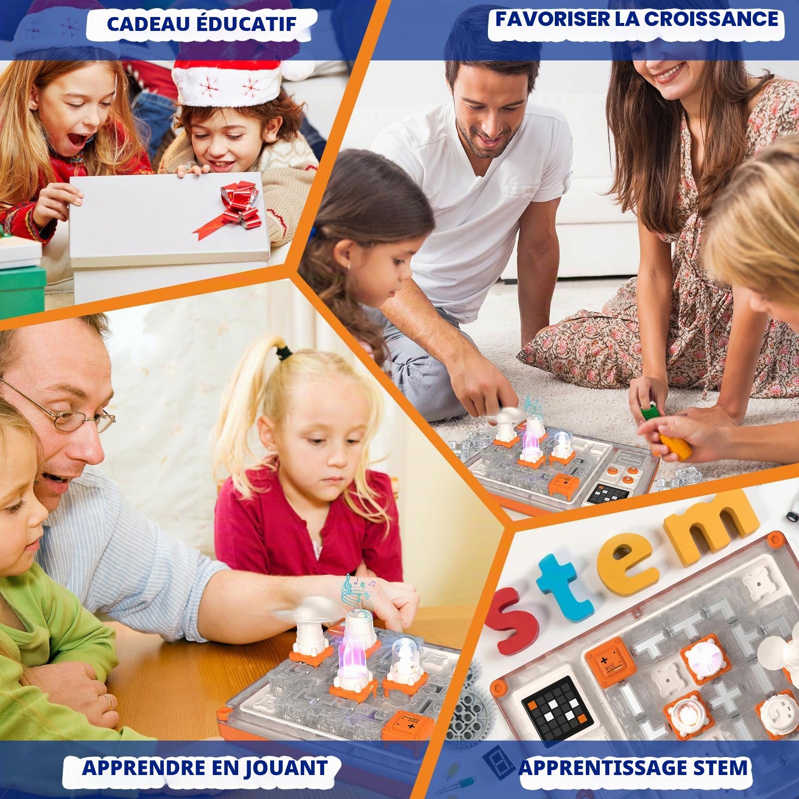 Kit d'apprentissage électronique STEM à partir de 3 ans, édition avec plus de 500 circuits, affichage LED et modules rechargeables | Entraînement logique, kit d'expérimentation de physique, basse