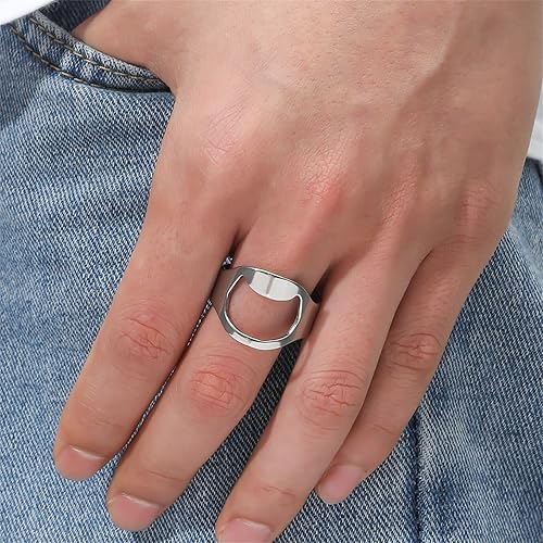 Miniatura 7 de Anillo abridor de cerveza, anillo abridor de botellas de cerveza, anillo abridor de botellas de cerveza de acero inoxidable para hombres y mujeres,