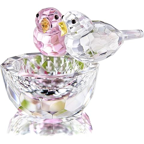 HDCRYSTALGIFTS 3.3'' Crystal Bird Figurine Collectible Art Glass Animal Figurines Table Home Decor Anniversary for Women