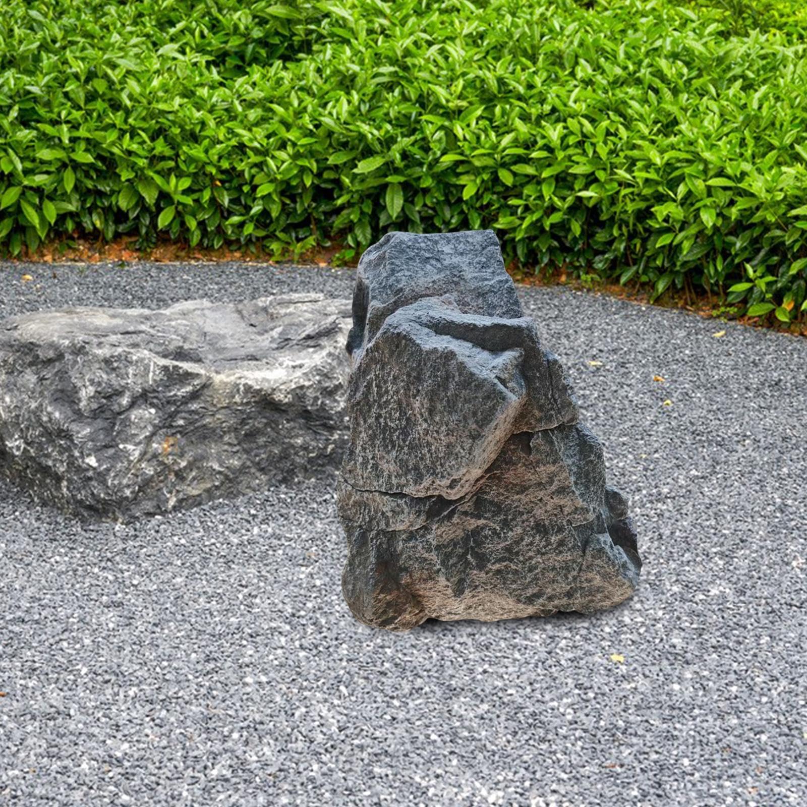 Bothyi Artificial Faux Landscape Rock Yard Ornament Realistic Highly Simulation Versatile Accessory Grey Irregular Garden Decoration, 33x23x23cm