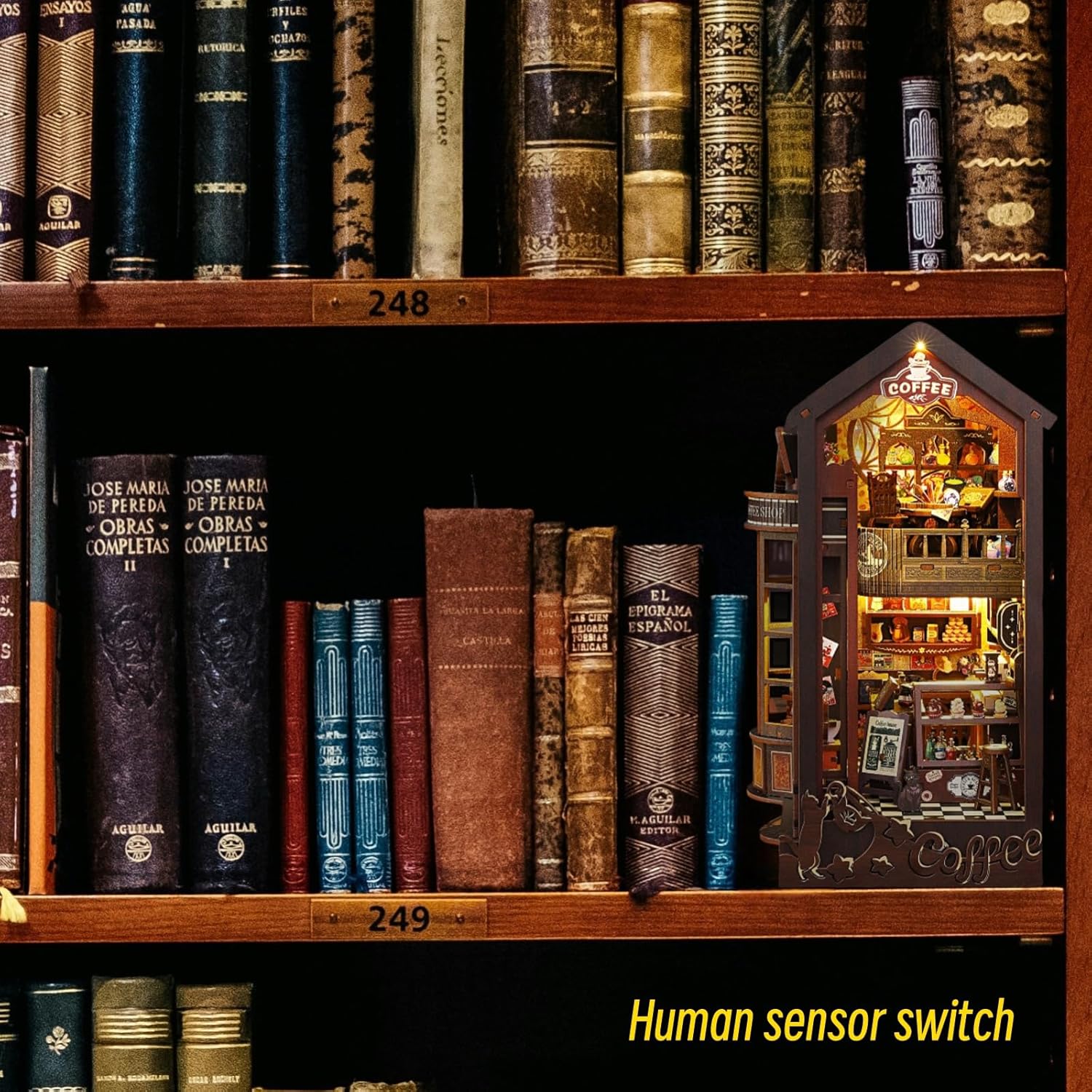 DIY Book Nook Kit - Magic Coffee Shop – Opening Structure & Mystical Details - 3D Puzzle, Assembly Bookend for Adult (Magic Coffee Shop)