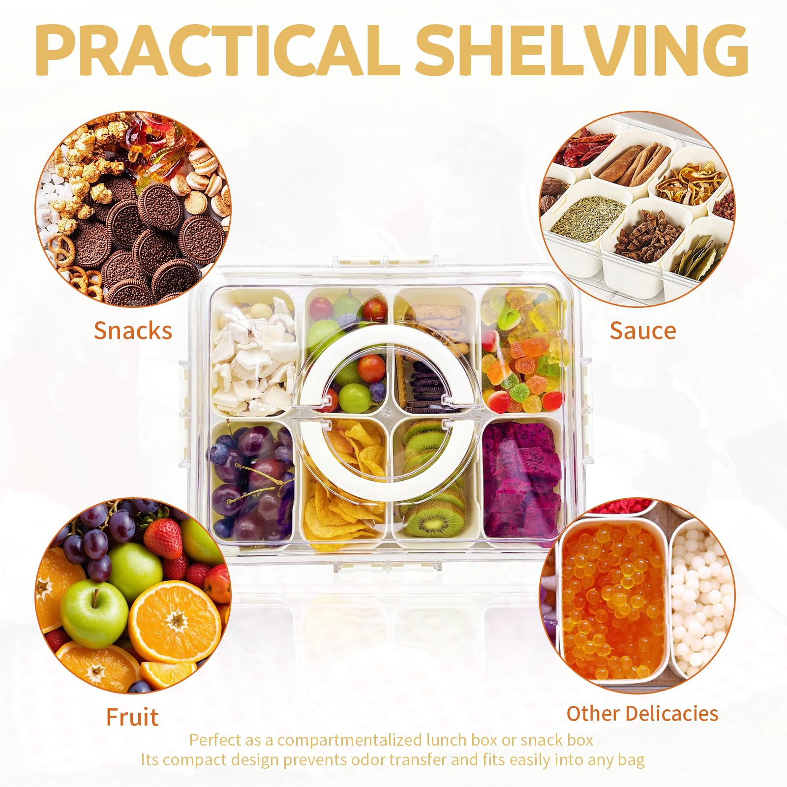Contenitore Per Snack Con 8 Scomparti E Maniglia Portatile Snack