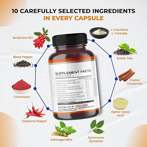 Miniatura 4 de Ultra Burn Prime 1730 mg - 10 en 1 con berberina, canela de Ceilán, L-carnitina, ALA, té verde y gimnasia, apoya el metabolismo, la energía y el