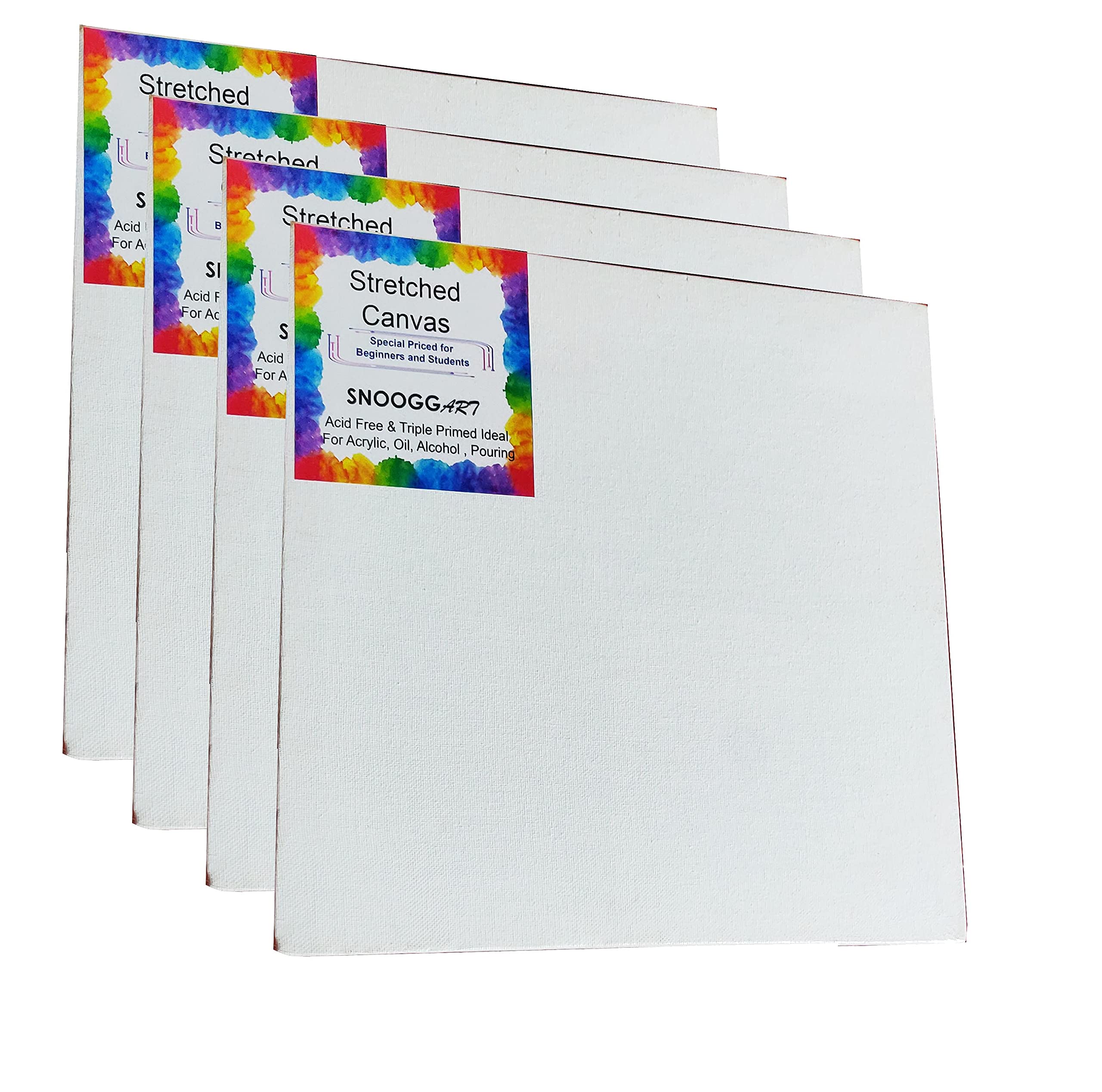 SNOOGG Entry Level Stretched Canvas for Acrylic Painting, Oil Paint, Pack of 4-Four Size : 5x7 Inch.