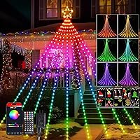 Vista 1 de Vigdur Decoración de Árbol de Navidad de 16.4 Pies - 315 LEDs Luces de Árbol en Cascada de Estrellas Personalizables con Control Remoto
