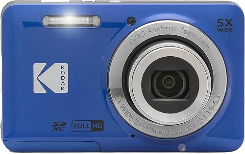 Miniatura 4 de Kodak PIXPRO FZ55 - Cámara digital (azul) + funda negra para cámara de punto y disparo + tarjeta de memoria SD Transcend de 64 GB + cartera de