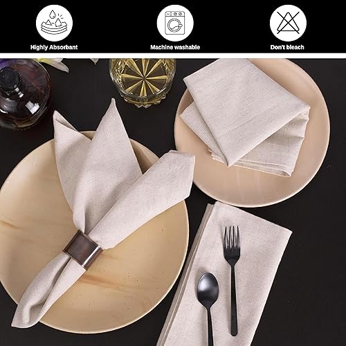 Miniatura 4 de Servilletas de boda, servilletas de cóctel, servilletas de tela, servilletas de lino y algodón de 18 x 18 pulgadas con pliegue de 1 pulgada, 18 x 18