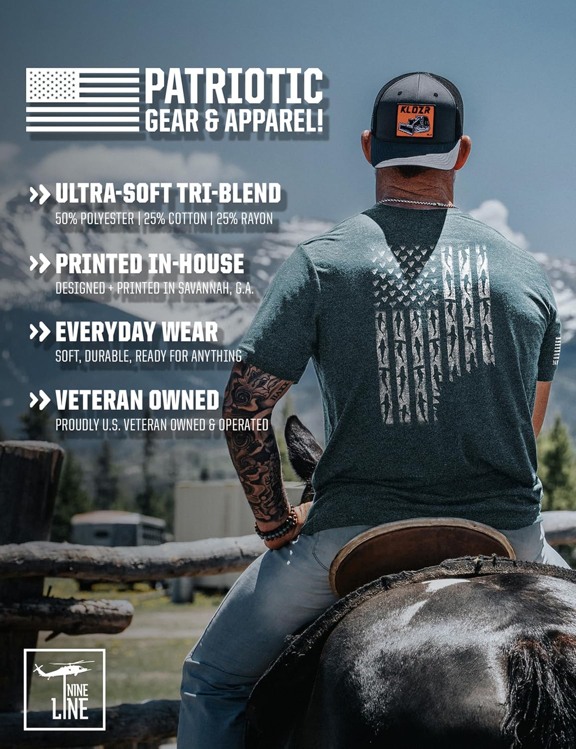 Nine Line Shark Flag T-Shirt, Patriotic American Flag Shirt for Men, USA Made Shark Graphic Tee, 9 Line Apparel, USA Shirt - Image 4