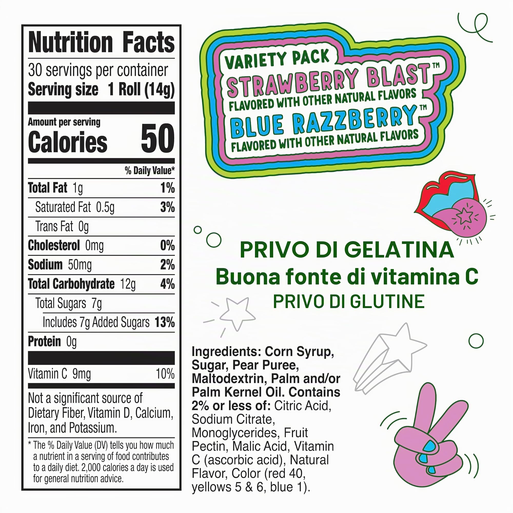 Fruit Roll-Ups Snack aromatizzati alla frutta, confezione varia, 30 ct, 425,2 g