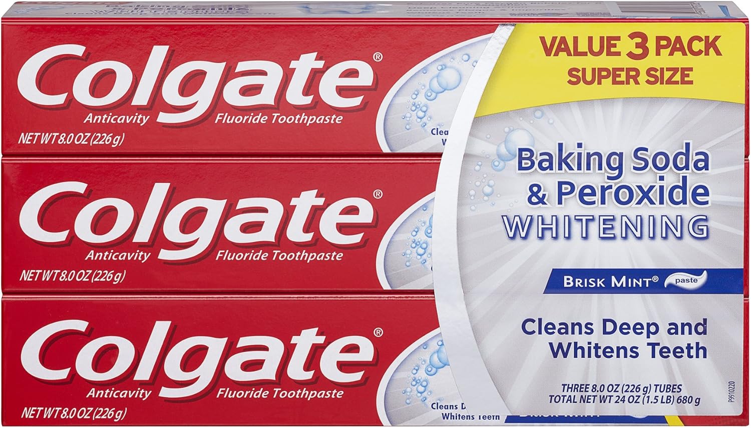 Colgate Baking Soda and Peroxide Whitening Toothpaste - 8 ounce (3 Pack)