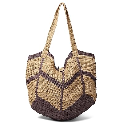 Free People Mykonos Straw Tote Cross Body Handbags Espresso Combo