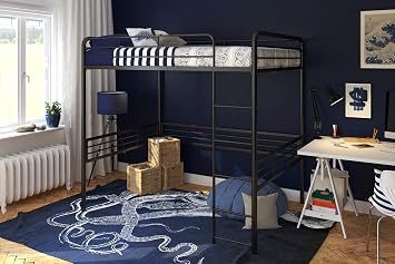 DHP Tommy Metal Cabin Bed Black Double 144 x 198 x 184 cm (L x W x H)