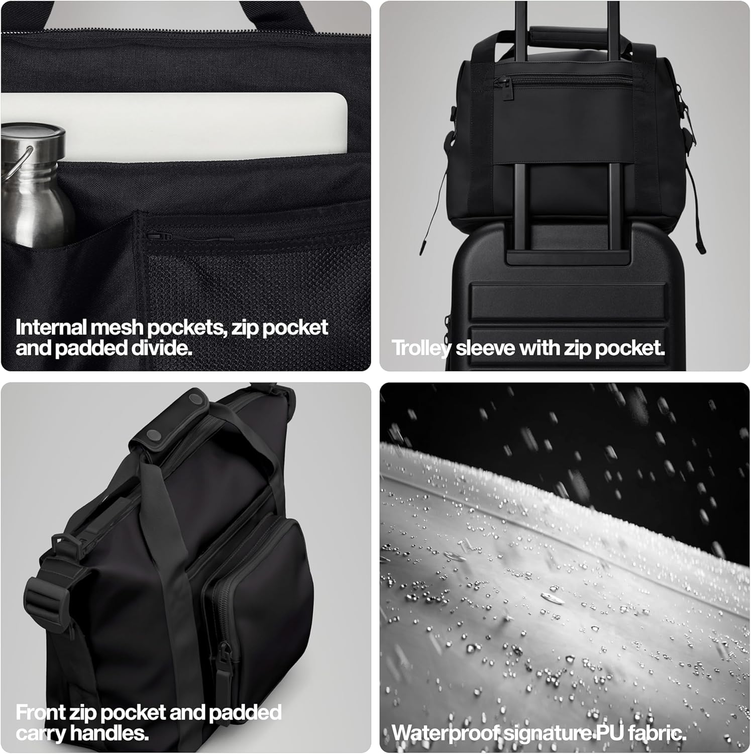 RAINS Texel Kit Bag - Waterproof for Work, Multiple Storage Options, Shoulder & Crossbody, Fits Telescopic Handle Suitcases - Image 3