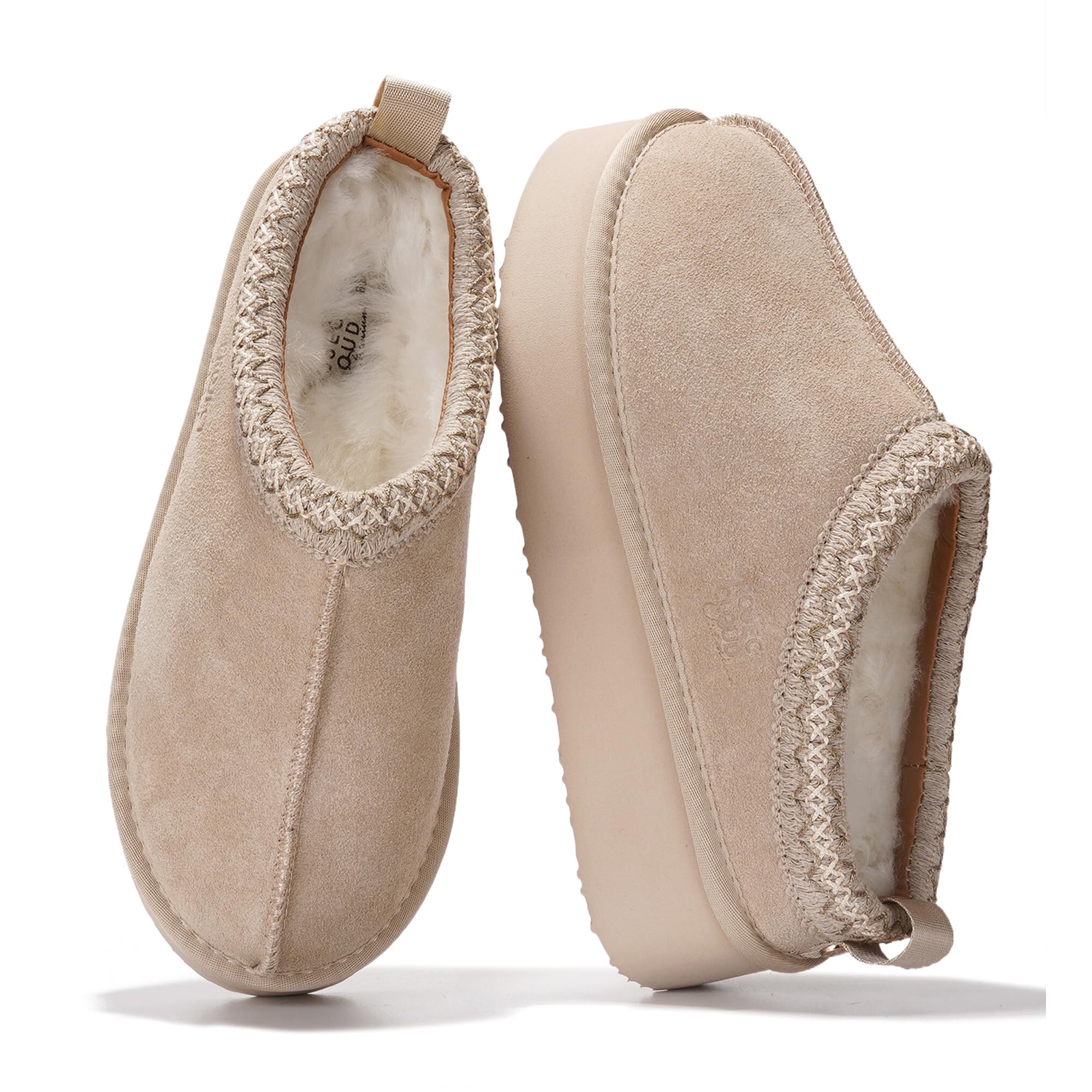 Project Cloud 100% Genuine Leather Platform Slippers for Women