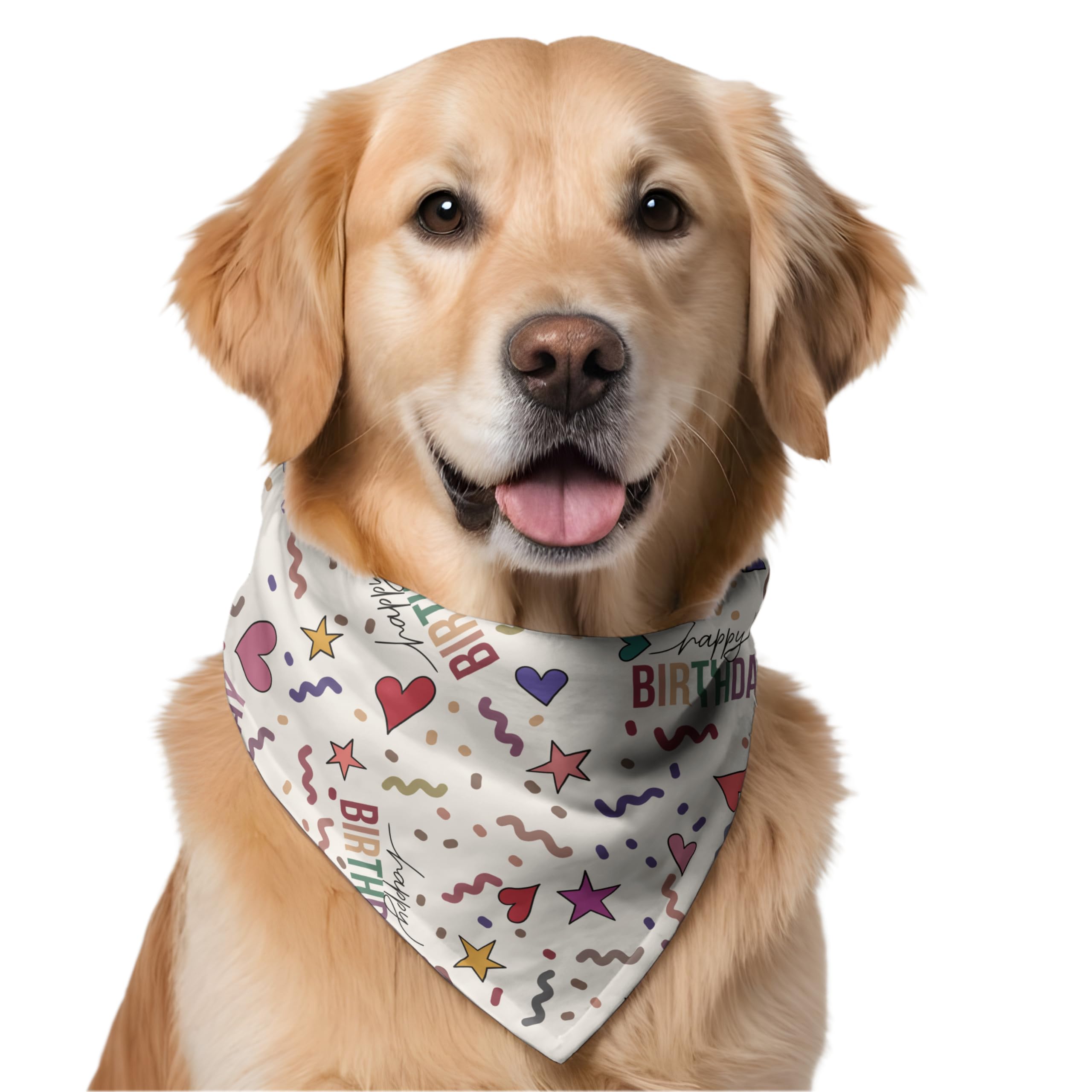 Bandana for Dogs (Set of 2) | Stunning Gorgeous Design Dog Bandana Scarf – Perfect Styling Accessory for Small, Medium, Large & XL Breeds. Made In India. (X-Large, Birthday Frills & Toucan (G))