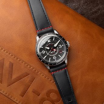 AVI-8 Men's 40mm Flyboy Airmaster GMT Automatic Watch with Leather Strap AV-4128