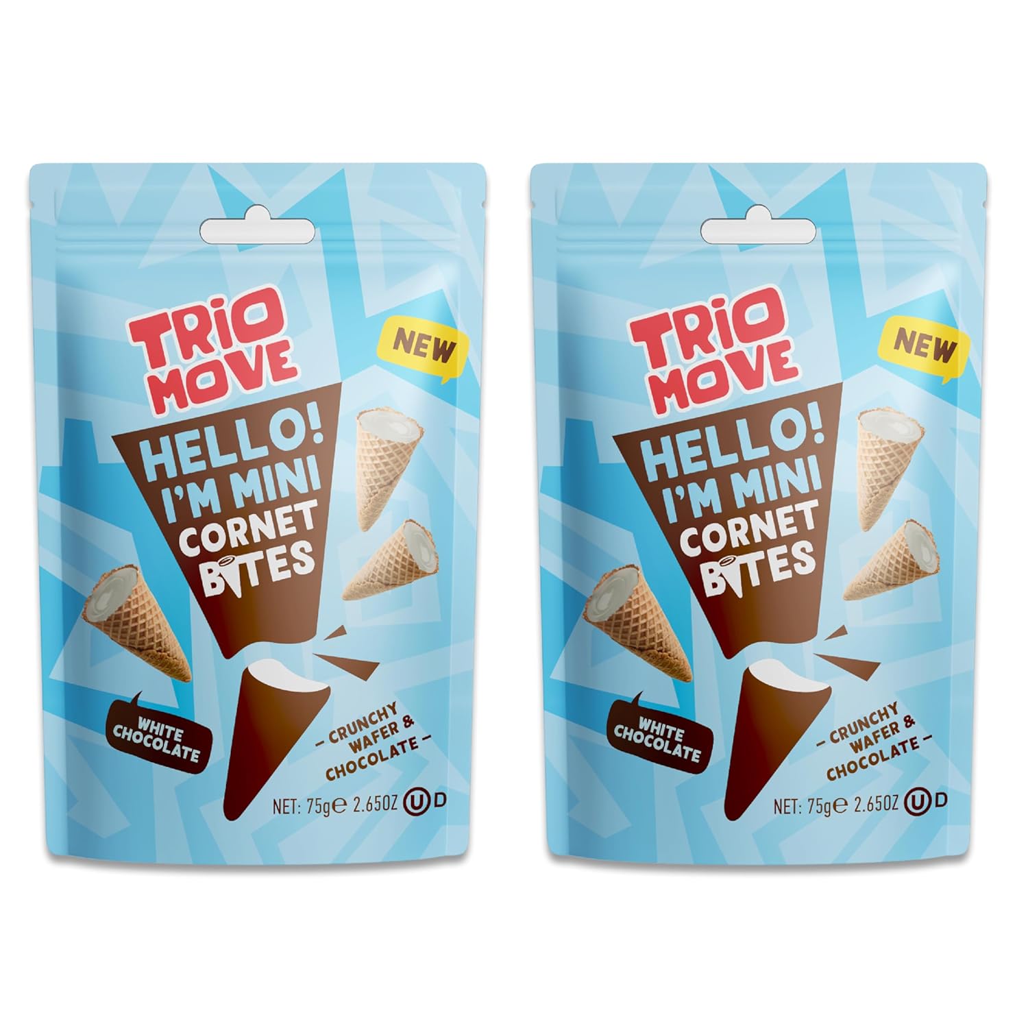 Trio Move Mini Bites Delicious BiteSized Crunchy Wafer Cone Filled with