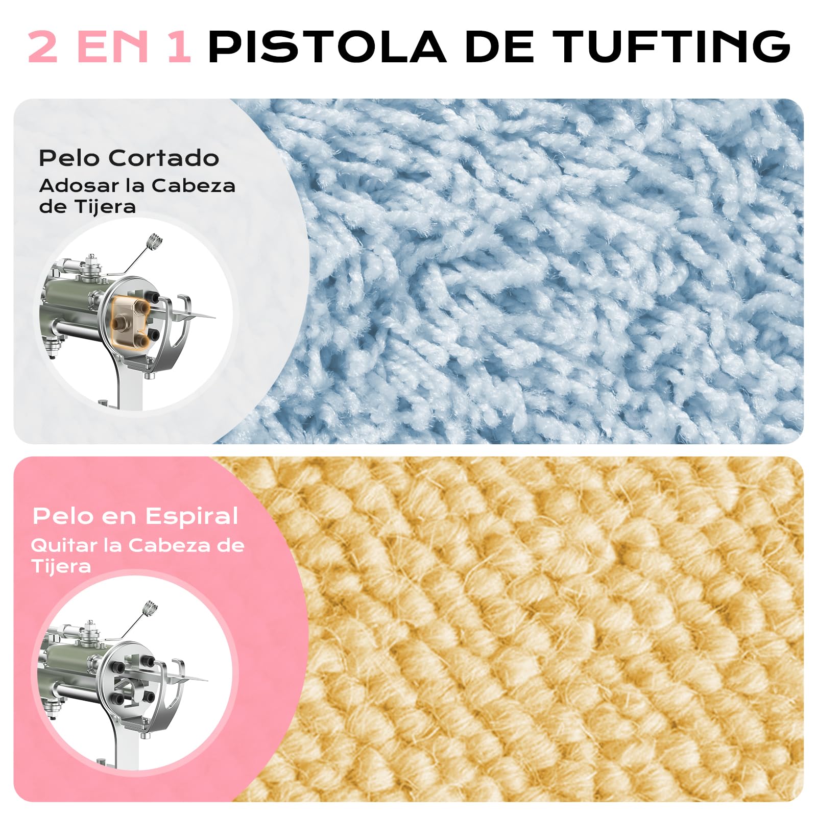 BESGEER Rug Tufting Gun Set with Trimmer, Tufting Machine Cut Pile and Loop Pile Start Kit, 29,5" x 29,5" Cadre de Tapisserie et Tufting pour la Fabrication de Tapis