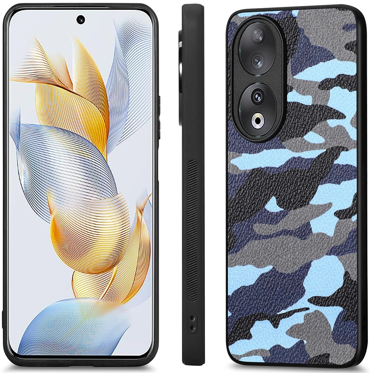 RonRun Cover per Honor 90 Lite 5G, 360°Rotante Anello Supporto Case Custodia Antiurto Morbida