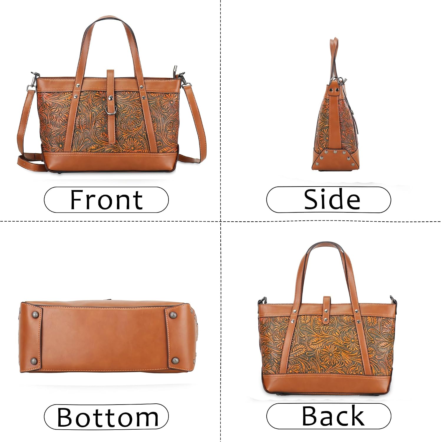 Crossbody Bag for Women Shoulder Bag Purse Handbag Medium Satchel Embossing Floral Pattern