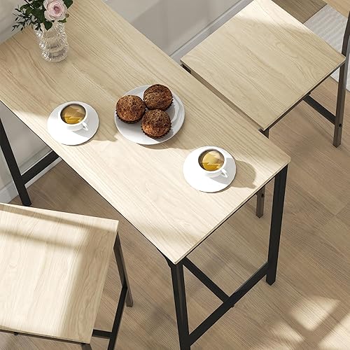 Miniatura 9 de HOMCOM Mesa de bar y sillas de 3 piezas, juego de mesa de comedor industrial para 2, mesa de cocina de altura de mostrador con taburetes de bar,