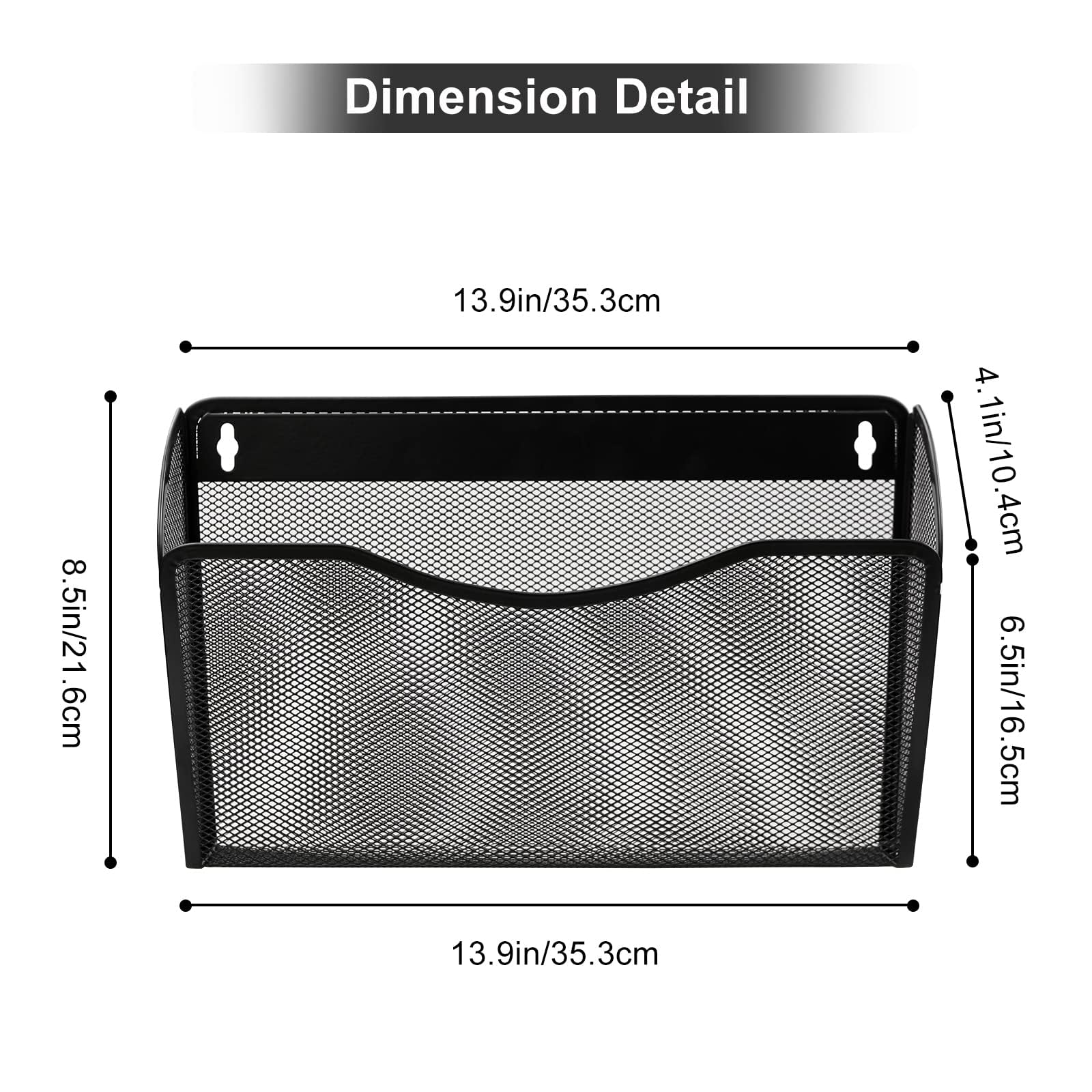 TQVAI 3 Taschen Metall Dokumenten Organizer Zeitschriftenhalter Wand Papier A4 Flyerhalter Postsortierer für Büro Zuhause Schule, Schwarz
