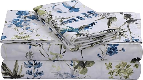 Miniatura 2 de Tribeca Living Juego de 2 fundas de almohada de satén de algodón tamaño estándar, estampado floral, 300 hilos, ropa de cama de lujo, King, Paradise