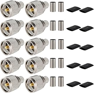 MOOKEERF PL-259 Male Crimp Connector Adapter,UHF SO239 Crimp Coax Connector for LMR400/KMR400/RG8/RG8U/RG213 Coaxial Cable (Pack of 10)